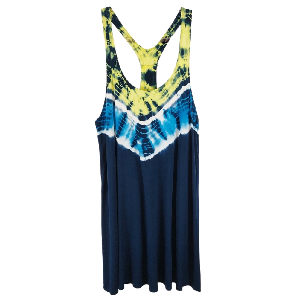 Cotton Knit Italian Tie Dye Cover Up Halter Tee Tank Mini Dress